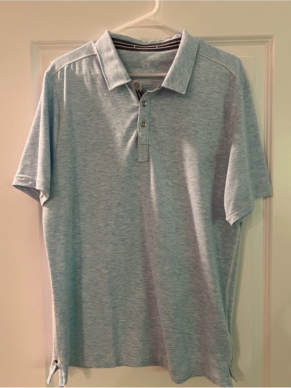 Magaschoni Heathered Pale Blue Polo Shirt